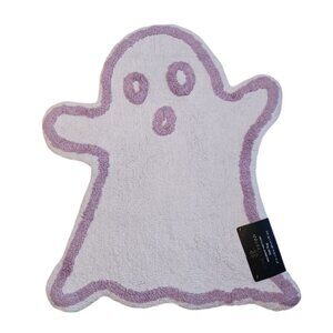 Home Company Ghost Bath Rug 27'' x 32'' White Plush Absorbent Anti Slip